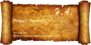 Hegyi Agenór névjegykártya